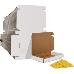 مجموعة صناديق الشحن من HORLIMER مقاس 7 × 5 × 1 مكونة من 100 قطعة، صندوق بريد من الورق المقوى المموج الأبيض لتعبئة الشركات الصغيرة in Kuwait