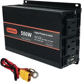 محول طاقة بموجة جيبية نقية 500 واط، تيار مستمر 12 فولت إلى تيار متردد 110 فولت مع 2 منافذ تيار متردد، 1 منفذ USB-A و1 منفذ USB-C للسيارة والمركبات الترفيهية والشاحنات in Kuwait