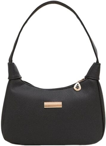 Underarm Bag Solid Color Portable PU Handbags Women (Black) in Saudi Arabia