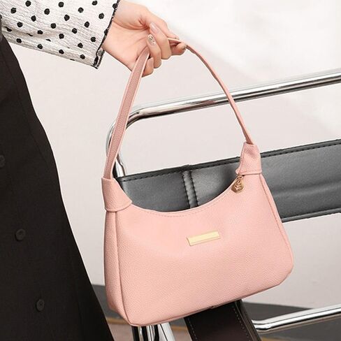 Underarm Bag Solid Color Portable PU Handbags Women (Black) in Saudi Arabia