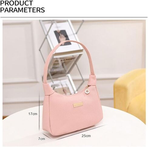 Underarm Bag Solid Color Portable PU Handbags Women (Black) in Saudi Arabia
