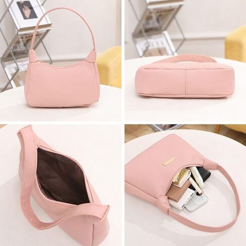 Underarm Bag Solid Color Portable PU Handbags Women (Black) in Saudi Arabia