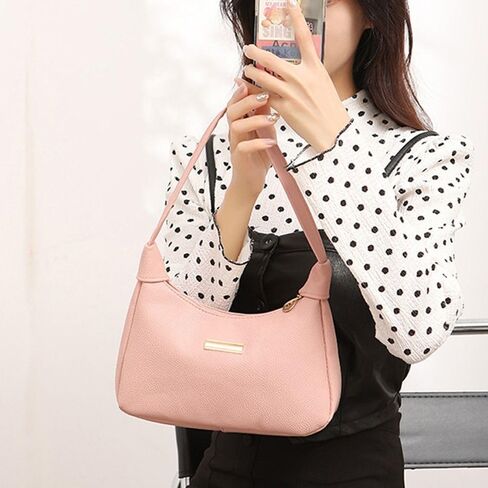 Underarm Bag Solid Color Portable PU Handbags Women (Black) in Saudi Arabia