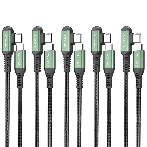 USB Cables - 90 Degree USB C to C Charging Cable for Fast Charging, Type C Phone Charger - Compatible with Android Phones - Reliable and Durable C to C Charging Cable (3pack-1.5+5+10ft) in Kuwait