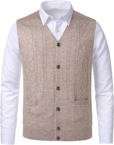 Men's Argyle Sweater Vest V-Neck Knitwear Sleeveless Cardigan Vest Warm Tank Top in Saudi Arabia