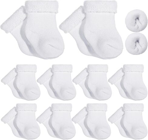 10 Pairs Preemie Baby Terry Cotton Turn Cuff Socks for Newborn Girls Boys - Nicu in Kuwait