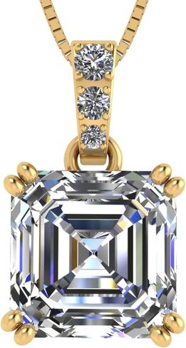 NANA Jewels Asscher Cut CZ Simulated Diamond Solitaire Necklace Sterling Silver in Saudi Arabia