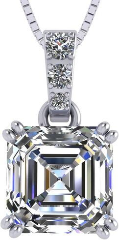 NANA Jewels Asscher Cut CZ Simulated Diamond Solitaire Necklace Sterling Silver in Saudi Arabia
