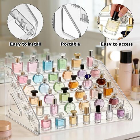 2 حزمة من 6 طبقات حامل منظم العطور، حامل منظم العطور الأكريليك متعدد الاستخدامات، حامل عرض صينية تخزين لشخصيات المكياج، منظمة بطاقات متدرجة لطلاء الأظافر in Kuwait