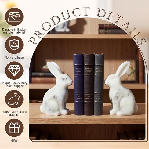 1 زوج الزخرفية الأرنب الدفتين لطيف الحيوان أرنب كتاب ينتهي أرنب عيد الفصح التماثيل للمنزل مكتب مكتب غرفة المعيشة الديكور in Kuwait