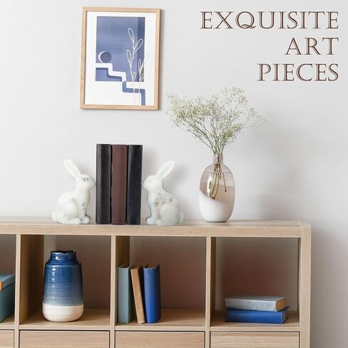 1 زوج الزخرفية الأرنب الدفتين لطيف الحيوان أرنب كتاب ينتهي أرنب عيد الفصح التماثيل للمنزل مكتب مكتب غرفة المعيشة الديكور in Kuwait