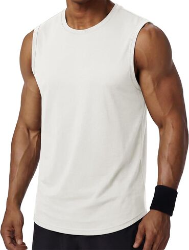 MAGCOMSEN Men's Tank Top Cotton Soft Workout Muscle Shirts Comfortable Bodybuilding Gym Sleeveless Shirt in Saudi Arabia