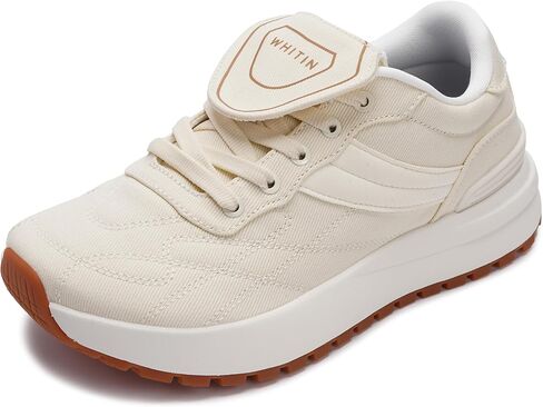 WHITIN Women's Canvas Wide Toe Box Walking Sneakers + Cushioned Comfort + Folded Long Tongue in Saudi Arabia