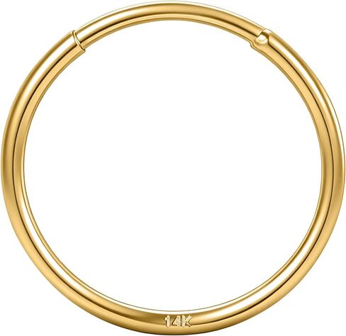حلقة أنف ذهبية 22 جرام عيار 14 قيراط من سيلويا - طوق أنف ذهبي حقيقي 8 مم/10 مم، حلقات أنف صغيرة غير ملحومة مضادة للحساسية للنساء والرجال in Kuwait