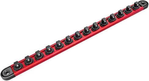 Magnetic Socket Organizer, 3/8" Heavy Duty Aluminum Metric & SAE Socket Rail Organizer, 360° Swivel Clips Socket Holder, Automotive Garage Drive Socket Tray Tool Holds 14 Sockets (3/8) in Saudi Arabia