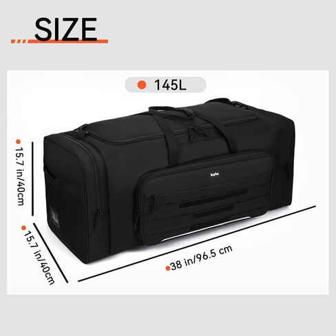 145L Extra Large Duffle Bag, 38"Heavy Duty Duffle Bag, Large Duffle Bag for Travel, Gym Duffle Bag for Men, Large Sports Duffle Bag, Baseball Duffel Bag with Shoulder Strap (Black) in Saudi Arabia