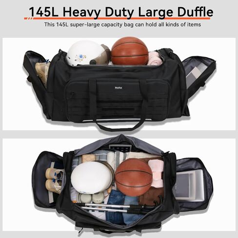 145L Extra Large Duffle Bag, 38"Heavy Duty Duffle Bag, Large Duffle Bag for Travel, Gym Duffle Bag for Men, Large Sports Duffle Bag, Baseball Duffel Bag with Shoulder Strap (Black) in Saudi Arabia