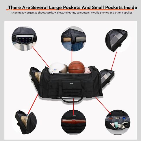 145L Extra Large Duffle Bag, 38"Heavy Duty Duffle Bag, Large Duffle Bag for Travel, Gym Duffle Bag for Men, Large Sports Duffle Bag, Baseball Duffel Bag with Shoulder Strap (Black) in Saudi Arabia