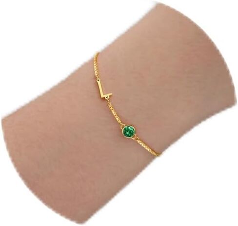 Birthstone Bracelets for Women Birthday Gifts for Teen Girls Initial Bracelet Trendy Letter A-Z Dainty Gold Bracelet 21st 30th Mom Birthday Gift Birthstone Jewelry in Kuwait