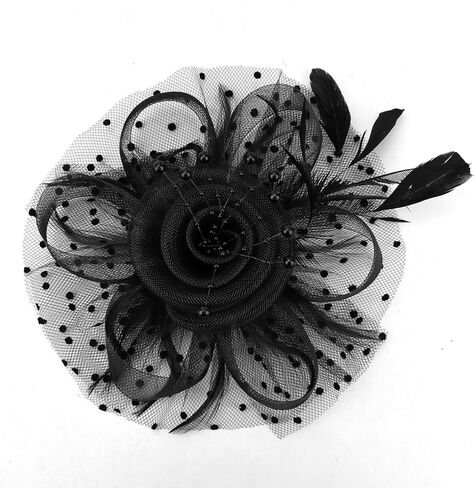 Womens Fascinators Hats and Gloves Set Short Lace Gloves Tea Party Flower Mesh Hair Clips in Saudi Arabia