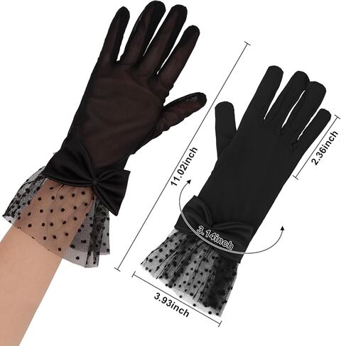 Womens Fascinators Hats and Gloves Set Short Lace Gloves Tea Party Flower Mesh Hair Clips in Saudi Arabia
