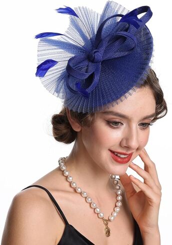 قبعة SAFERIN Fascinator للنساء بمشبك شعر وقبعة من الريش والزهور وحجاب حفل الزفاف والشاي in Kuwait