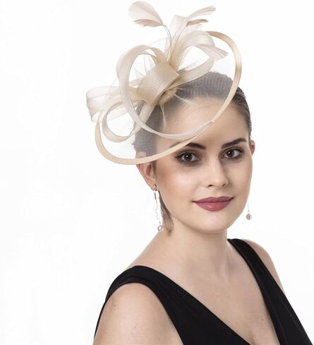 قبعة SAFERIN Fascinator للنساء بمشبك شعر وقبعة من الريش والزهور وحجاب حفل الزفاف والشاي in Kuwait