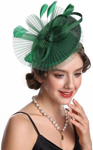 قبعة SAFERIN Fascinator للنساء بمشبك شعر وقبعة من الريش والزهور وحجاب حفل الزفاف والشاي in Kuwait
