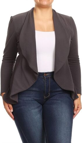 Women's Plus Size Long Sleeves Office Workwear Solid Blazer Jacket Made in USA in Kuwait