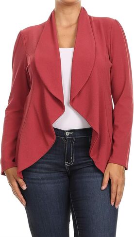 Women's Plus Size Long Sleeves Office Workwear Solid Blazer Jacket Made in USA in Saudi Arabia