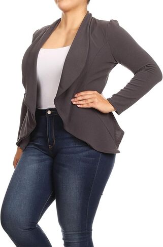 Women's Plus Size Long Sleeves Office Workwear Solid Blazer Jacket Made in USA in Saudi Arabia