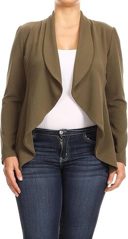 Women's Plus Size Long Sleeves Office Workwear Solid Blazer Jacket Made in USA in Saudi Arabia