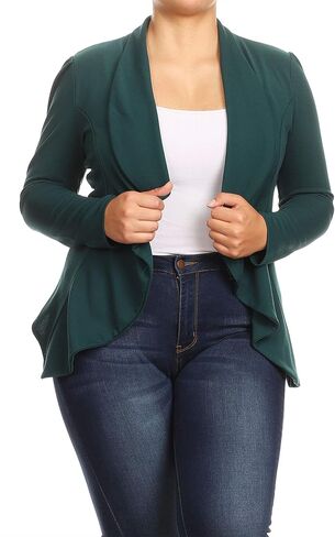 Women's Plus Size Long Sleeves Office Workwear Solid Blazer Jacket Made in USA in Saudi Arabia