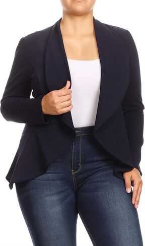 Women's Plus Size Long Sleeves Office Workwear Solid Blazer Jacket Made in USA in Saudi Arabia