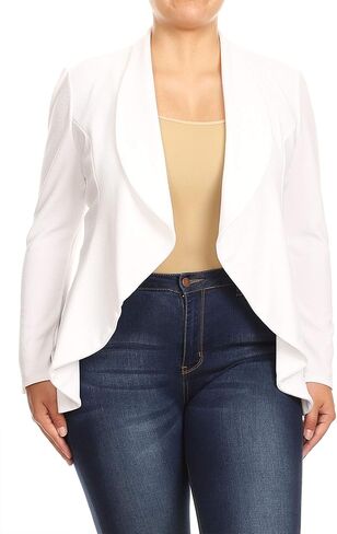 Women's Plus Size Long Sleeves Office Workwear Solid Blazer Jacket Made in USA in Saudi Arabia