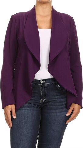 Women's Plus Size Long Sleeves Office Workwear Solid Blazer Jacket Made in USA in Saudi Arabia