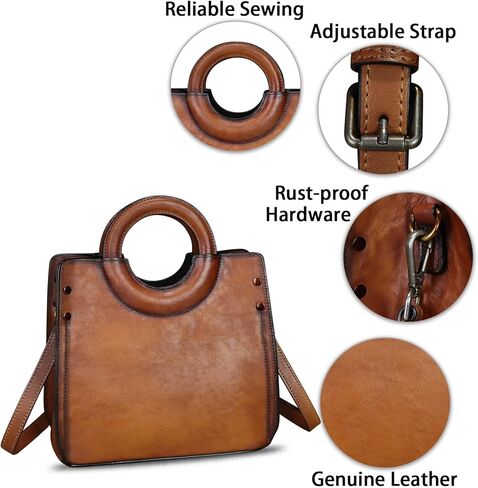 Genuine Leather Satchel for Women Leather Handbag Top Handle Bag Handmade Purse Vintage Tote Bag Crossbody Hobo Purse in Saudi Arabia