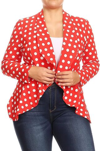 Women's Plus Size Long Sleeves Office Workwear Solid Blazer Jacket Made in USA in Saudi Arabia