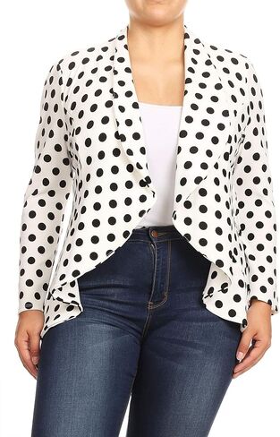 Women's Plus Size Long Sleeves Office Workwear Solid Blazer Jacket Made in USA in Saudi Arabia