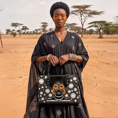 حزمة Afroyla: حقائب يد Siyanda & Fahari أحادية اللون - مجموعة من قطعتين، جلد نباتي فاخر متوسط ​​الحجم، هدية للنساء، Mon in Kuwait