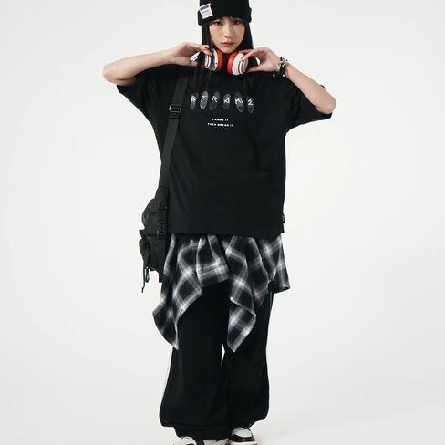 Women's Grunge Mini Plaid Skirt,Hip-Hop One-Piece Tie Up Asymmetrical Skirt,Y2k Overlapping Jeans Decorate Skater in Saudi Arabia