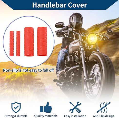 1 1/8" / 29mm 1 1/8" / 29mm Motorcycle Hand Grips Cover Kit Non Slip Rubber Handlebar Grips for Motorcycle Scooter Bicycle ATV Red 1 Set in Saudi Arabia