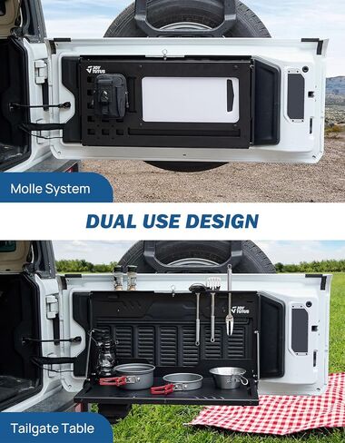 JOYTUTUS Tailgate Table for Wrangler JL JLU 2018-2026, Rear Trunk Foldable Cargo Shelf Storage Molle Panel Wrangler Camping Accessories, Support up to 88lb Storage Cargo Luggage Holder Carrier in Saudi Arabia