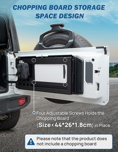 JOYTUTUS Tailgate Table for Wrangler JL JLU 2018-2026, Rear Trunk Foldable Cargo Shelf Storage Molle Panel Wrangler Camping Accessories, Support up to 88lb Storage Cargo Luggage Holder Carrier in Saudi Arabia