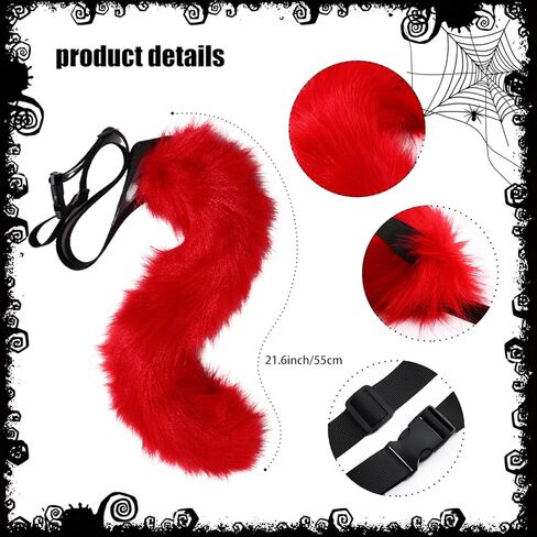 4pcs Fox Costume Set Red Fox Ears and Fluffy Tail with Blue Arm & Leg Warmers Halloween Cosplay Costume Accessories in Saudi Arabia