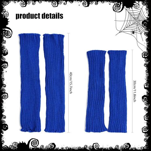 4pcs Fox Costume Set Red Fox Ears and Fluffy Tail with Blue Arm & Leg Warmers Halloween Cosplay Costume Accessories in Saudi Arabia
