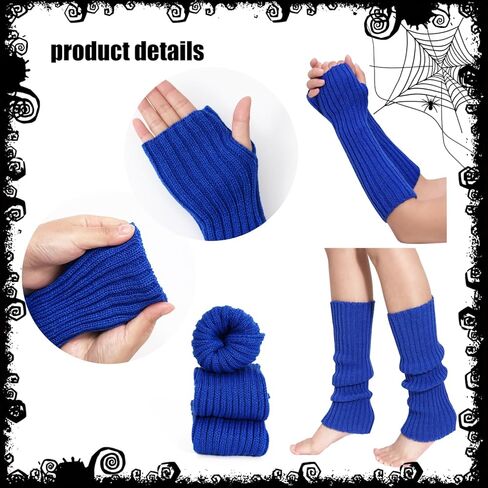 4pcs Fox Costume Set Red Fox Ears and Fluffy Tail with Blue Arm & Leg Warmers Halloween Cosplay Costume Accessories in Saudi Arabia