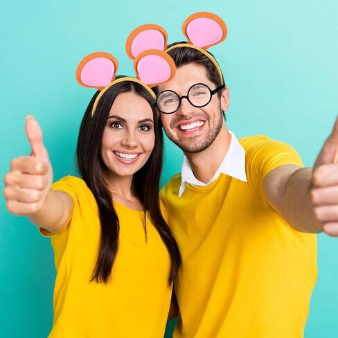 3 Pcs Chipmunk Aardvark Costume Set Including Pink Brown Ears Headband White Collar Black Nerd Glasses Book Character Costume for Men Women World Book Day Cosplay Party Supplies in Kuwait