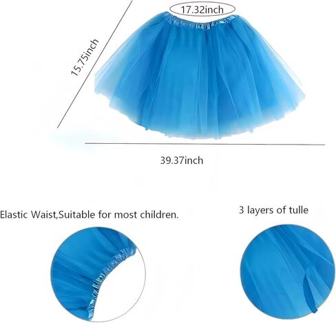 Blue Tutu Dress Cosplay Costume Set for Women, Includes Sheer Mini Skirt, Striped Stockings, Elastic Gloves and Hair Ribbon in Saudi Arabia