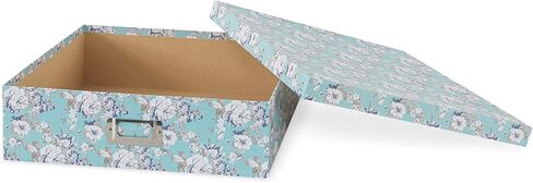 Soul & Lane Photo Storage Box with Lid, 14.8 × 13.0 × 3.7 Inches, Floral Keepsake Memory Organizer, Cardboard Storage for Photo Albums, Scrapbooks, Artwork, Stationary, Memorabilia, Blue Cottage in Saudi Arabia
